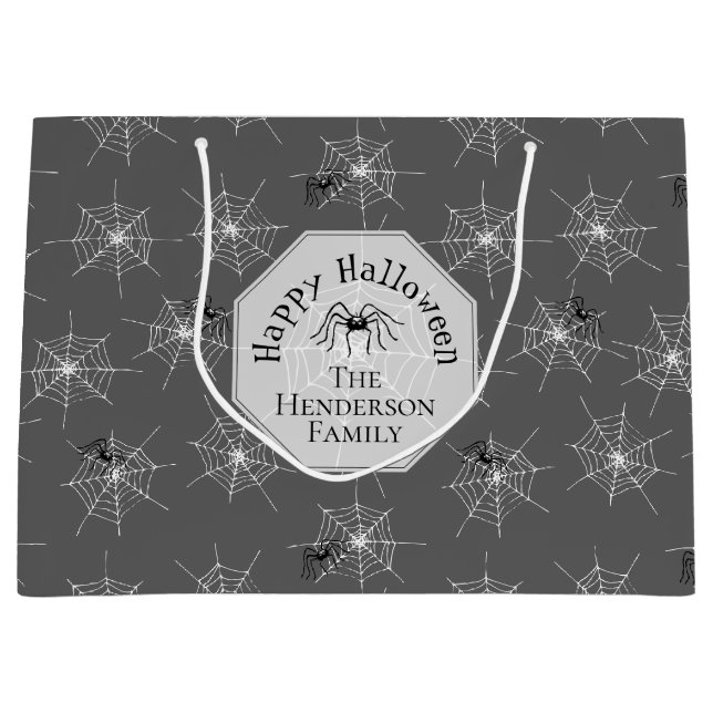 Sac de cadeau d'Halloween Toile d'Araignée Squelet (Devant)