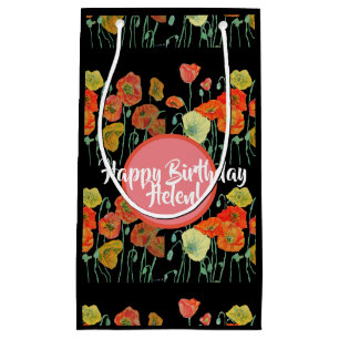 Sac de cadeau floral de coquelicot orange Love Flo