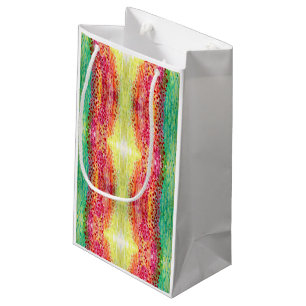 Sac de cadeau magique lumineux jaune, rose, vert