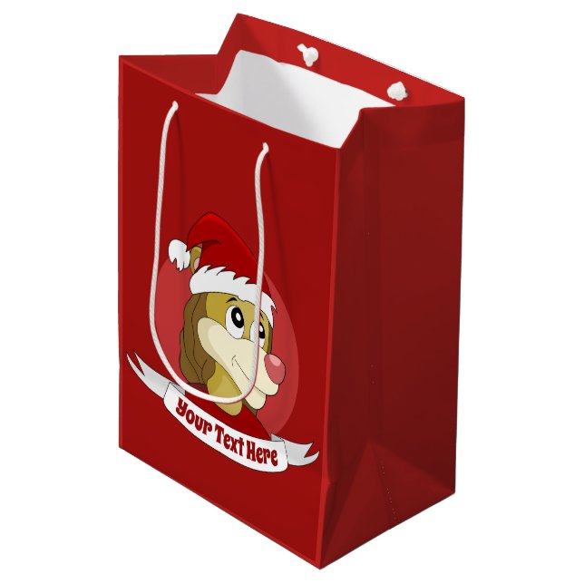 Sac de cadeau moyen avec dessin animé de Noël avec (Devant Angle)