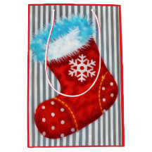 Sac de cadeau moyen en forme de chaussette de Noël