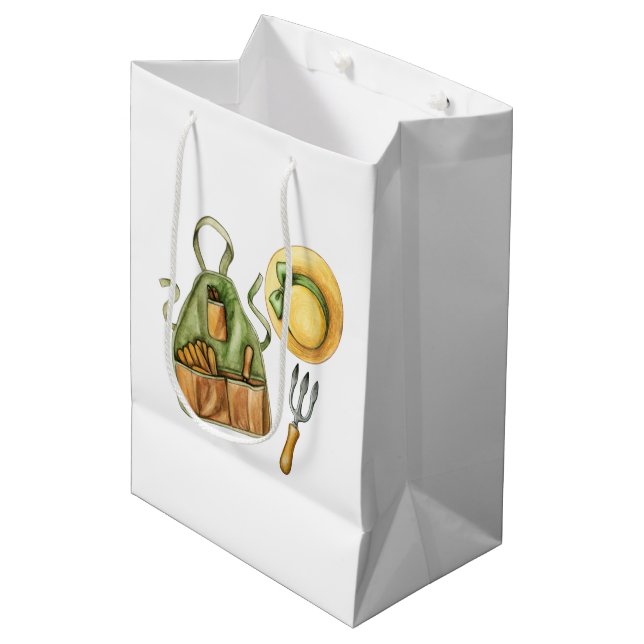 Sac de cadeau moyen jardinage heureux (Devant Angle)