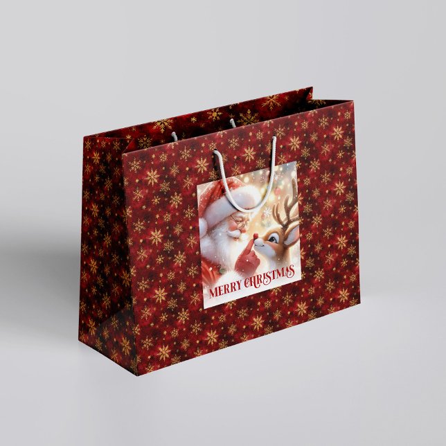 Sac de cadeaux de vacances joyeuses Santa Claus Ru (Merry Holiday Santa Claus Rudolph Gift Bag)