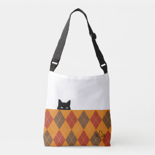 Sac de carrosserie Brown Orange Jacquard de chat