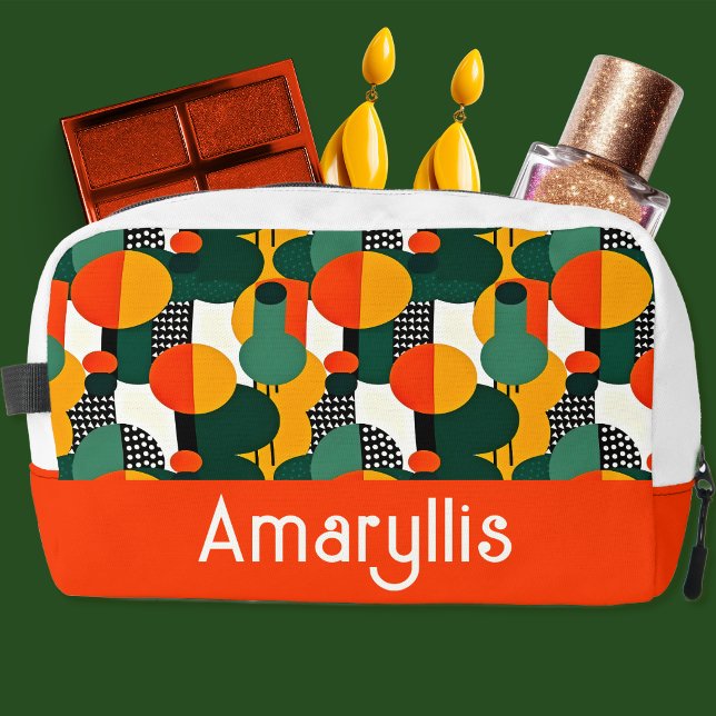 Sac de cosmétiques à cercles abstraits rétro brill (Créateur téléchargé)