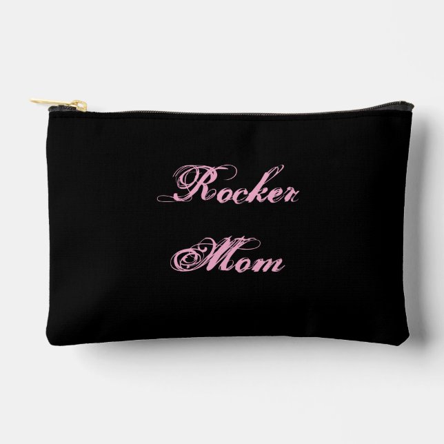 Sac de cosmétiques Rocker Mom (Noir et Rose) (Recto)