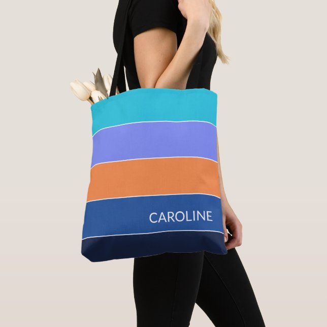Sac de courses personnalisé à rayures  (De près)