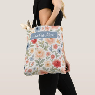 Sac de courses personnalisé avec art floral frança