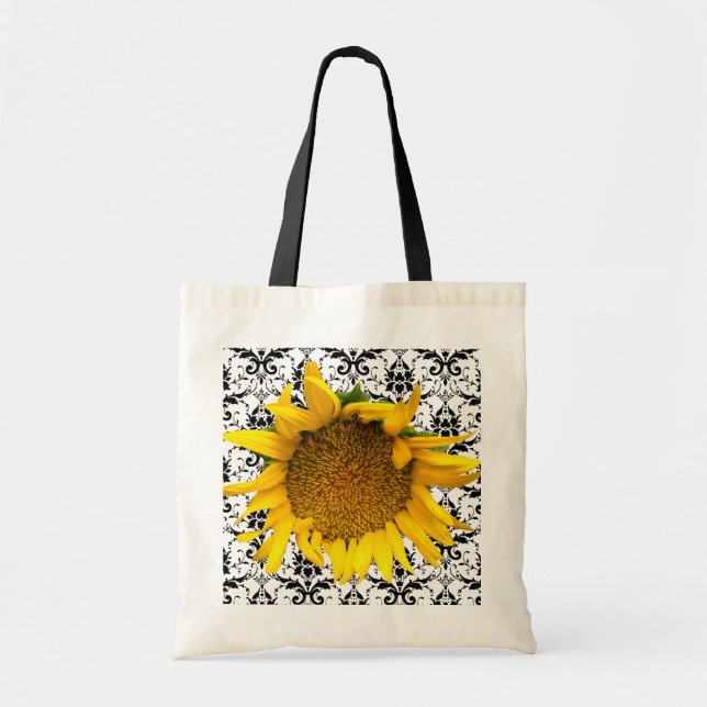 Sac de damassé de tournesol avec le noir (Devant)