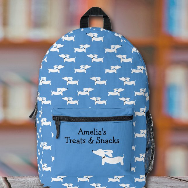 Sac de danse bleu pour les mamans de chien Wiener (Blue wiener doxie gear for back to school)