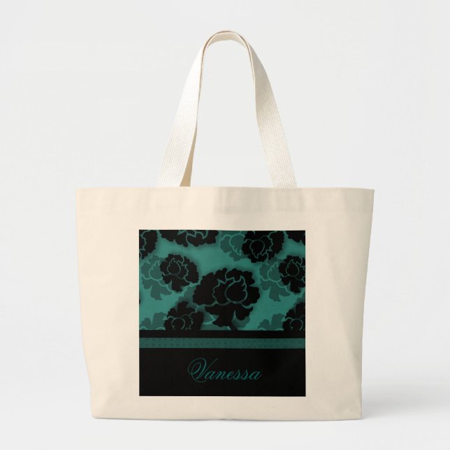 Sac de décadence florale grungy, Turquoise (Devant)