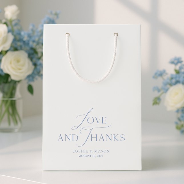 Sac de Faveur de Mariage 'Amour et Merci' Bleu Pou (Créateur téléchargé)