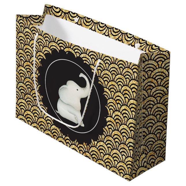 Sac de fête d'éléphant blanc brillant (Devant Angle)