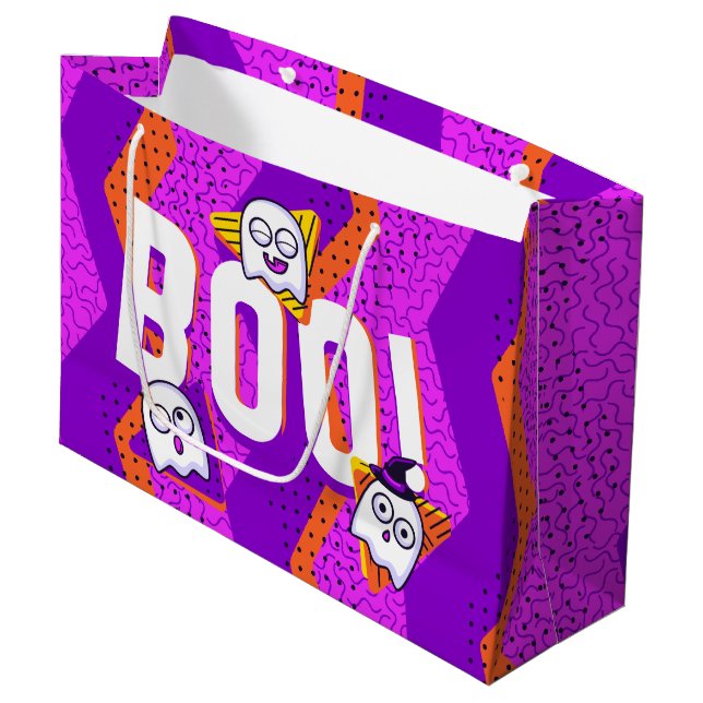 Sac de fête violet Halloween BOO Fantômes (Devant Angle)