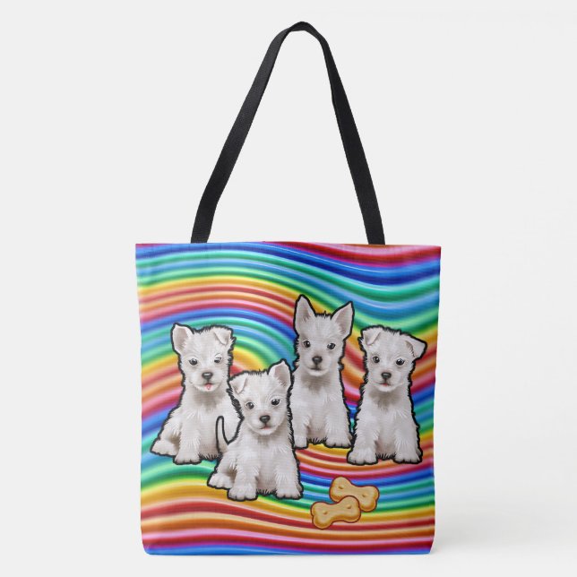 Sac de fourre-tout de chiots d'arc-en-ciel grand (Devant)