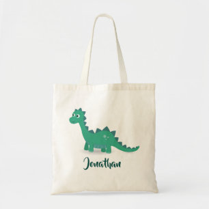 Sac de fourre-tout personnalisé bleu de dinosaure