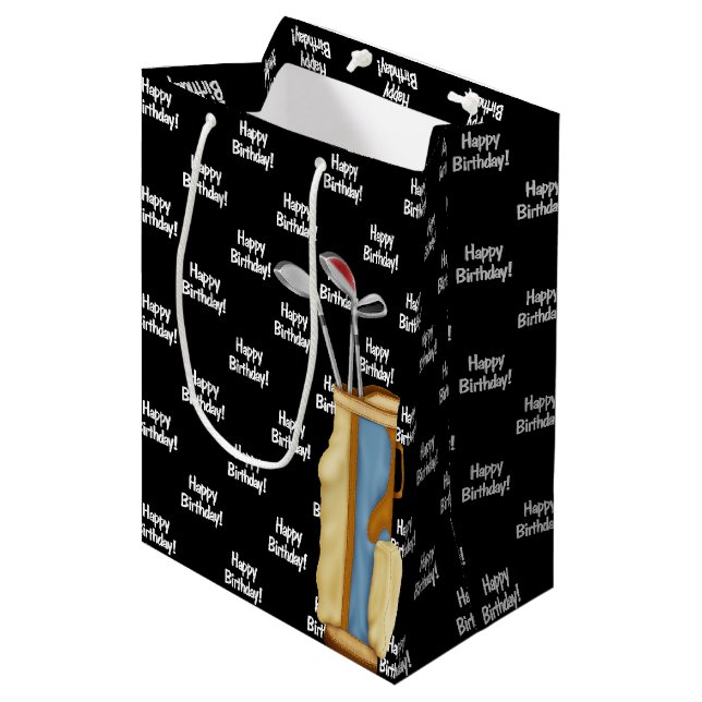 Sac de golf d'anniversaire en noir (Devant Angle)