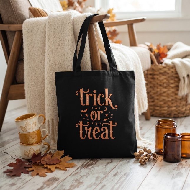Sac de Halloween noir orange écriture Trick or Tre (Créateur téléchargé)