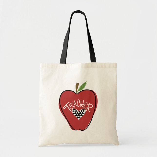 Sac de l'enseignant de la pomme rouge et du coeur (Devant)