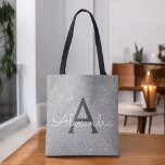 Sac de livre de luxe Silver Sparkle Elegant Monogr<br><div class="desc">Sac de livres de luxe en argent Faux Étincelle et Parties scintillant Elégante Monogramme. Ce sac de livre peut être customisé pour inclure votre nom initial et prénom.</div>