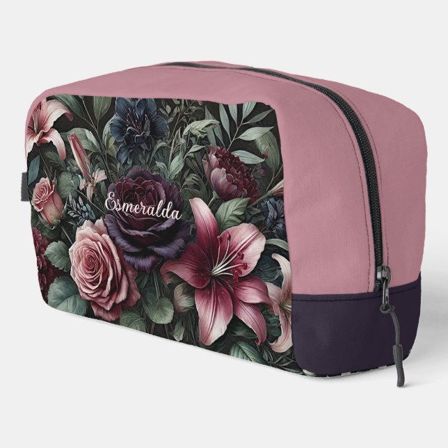 Sac de maquillage de voyage à fleurs de roses goth (Coin droit)