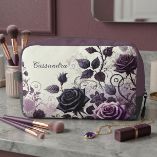 Sac de maquillage de voyage floral gothique foncé