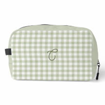 Sac de Maquillage Monogramme Gingham Vert Sauge