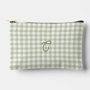 Sac de Maquillage Monogramme Gingham Vert Sauge