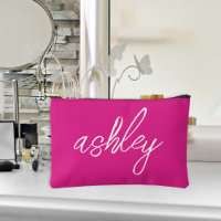 Sac de maquillage monogramme rose chaud