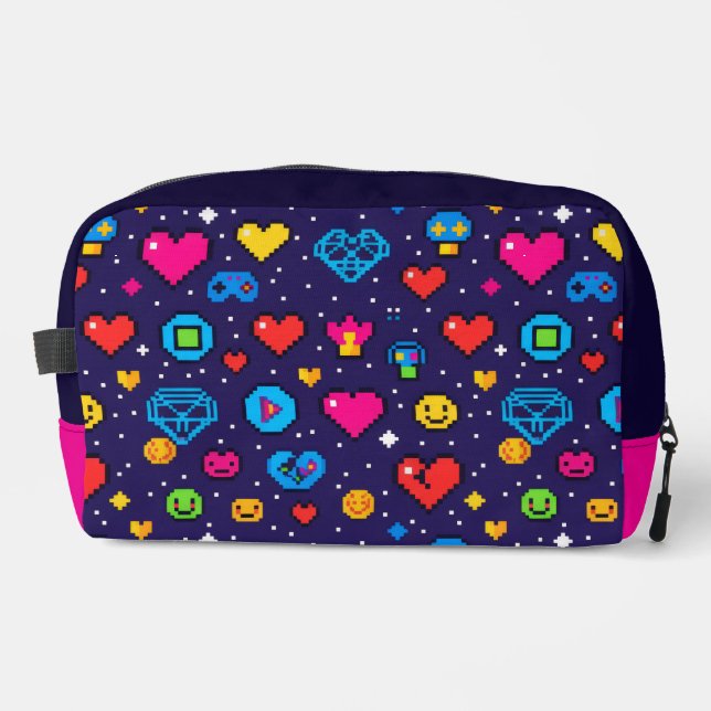 Sac de Maquillage Rétro Pixel pour les Fans de Jeu (Recto)