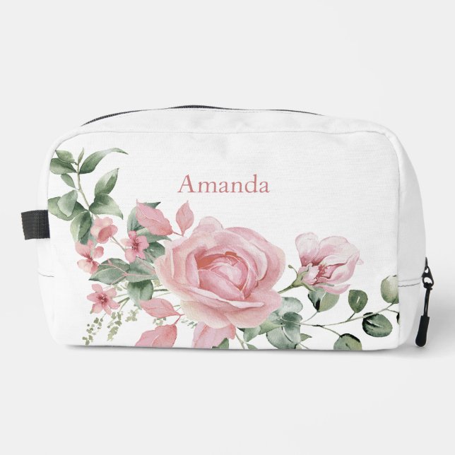 Sac de Maquillage Sur Mesure Aquarelle Roses Roses (Recto)