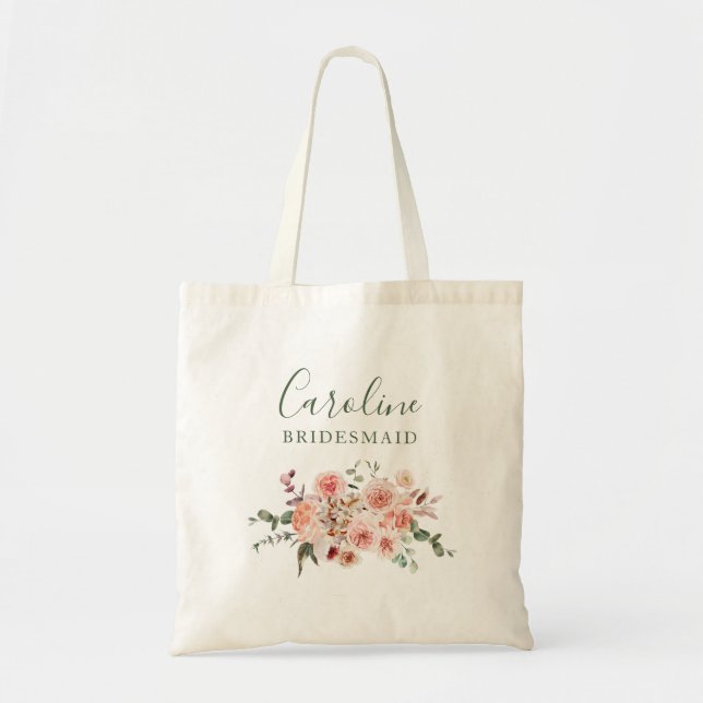 Sac de mariage à roses roses et verdure de demoise (Devant)