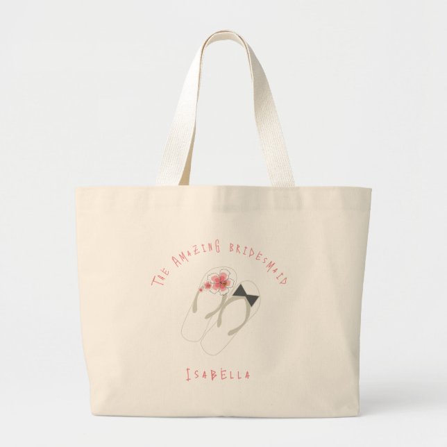 Sac de mariage de plage Hibiscus Mr & Mrs Flip Flo (Devant)