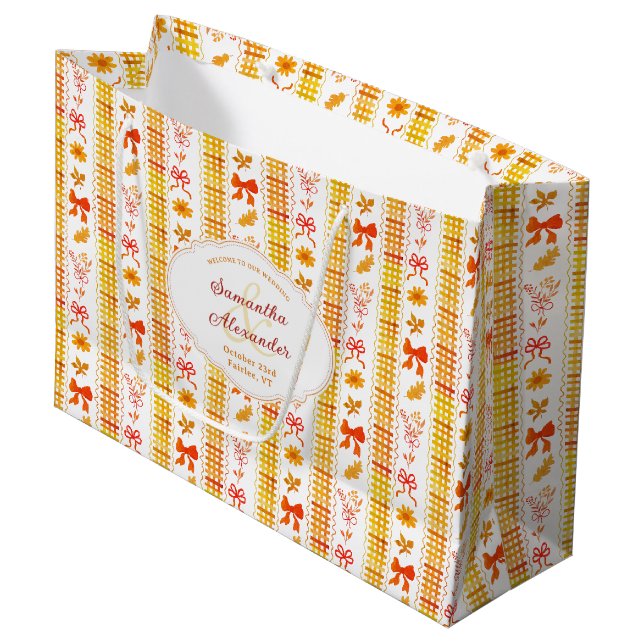 Sac de mariage élégant et rustique avec monogramme (Devant Angle)