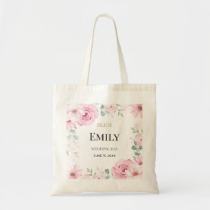 Sac de mariage personnalisé avec fleurs, Fleur ros