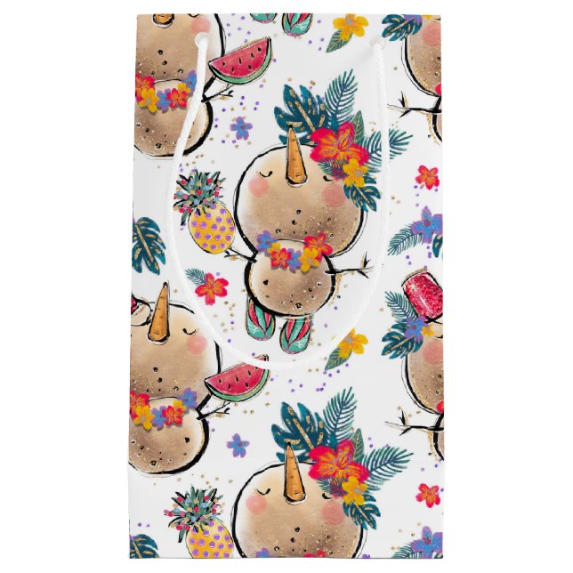 Sac de Noël blanc Snowman tropical (Devant)