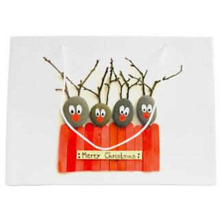 Sac de Noël de renne d'art de caillou