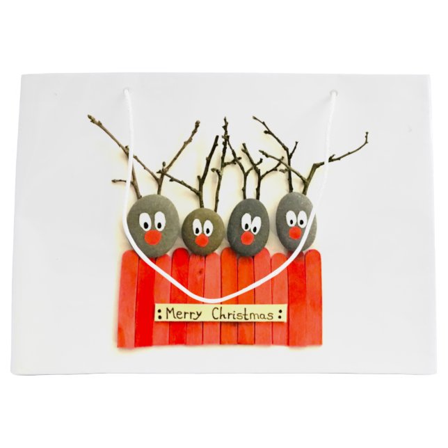 Sac de Noël de renne d'art de caillou (Devant)