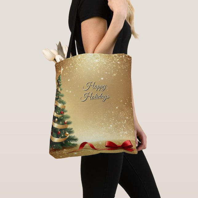 Sac de Noël en rubans pour sapin de Noël (De près)