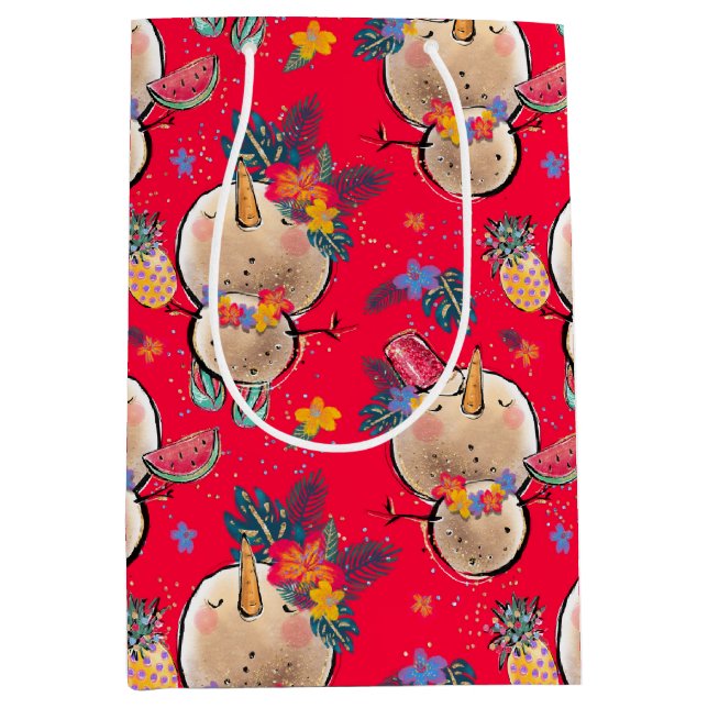 Sac de Noël Rouge Snowman Tropical (Devant)