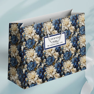 Sac de packaging cadeau floral blanc ivoire de lux