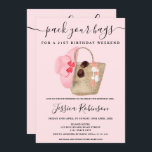 Sac de plage à eau rose programme d'anniversaire w<br><div class="desc">Planifiez le week-end et l'itinéraire du programme de fête du 21e anniversaire parfait et emballez vos sacs avec ce sac de plage rose pastel,  casquette paille et lunettes de soleil aquarelle illustration.</div>