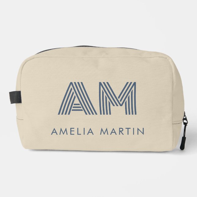 Sac de plage à monogramme personnalisé bleu côtier (Recto)