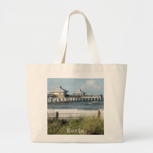Sac de plage avec scène de plage et quai de pêche (Devant)