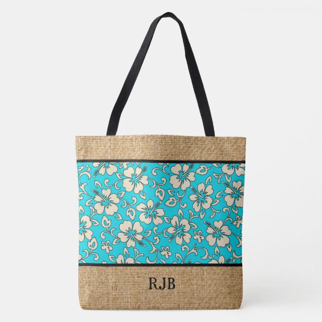 Sac de plage de Malia Hibiscus Hawaii Monogram (Devant)