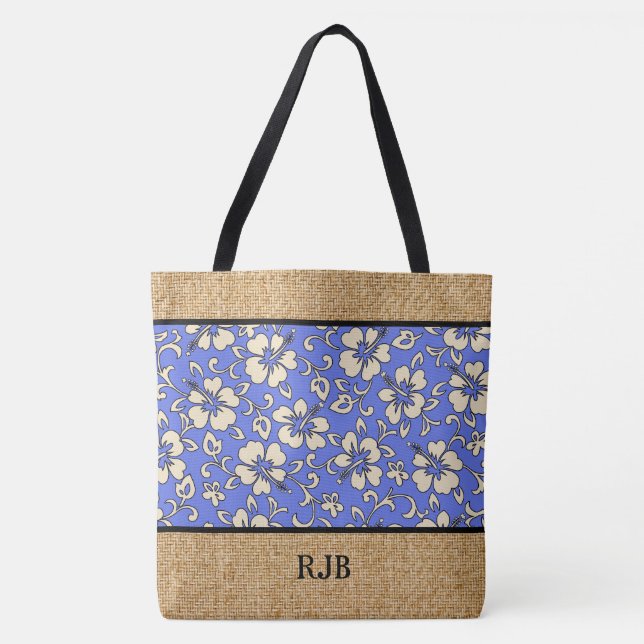 Sac de plage de Malia Hibiscus Hawaii Monogram (Devant)