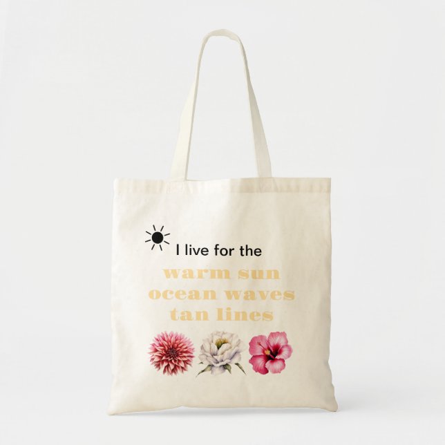 Sac de plage d'été avec fleurs et soleil (Devant)