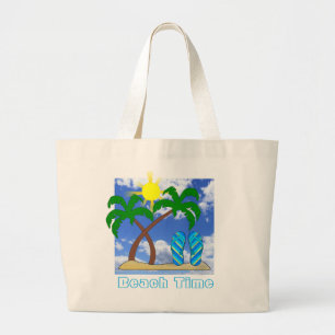 Sac de plage en toile Palmiers et Tongs