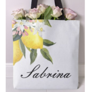 SAC DE PLAGE ÉTÉ PERSONNALISÉ AVEC CITRONS AU DOS