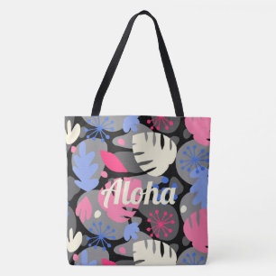 Sac de plage gris tropicale Hawaiian Leaf Mod Mons
